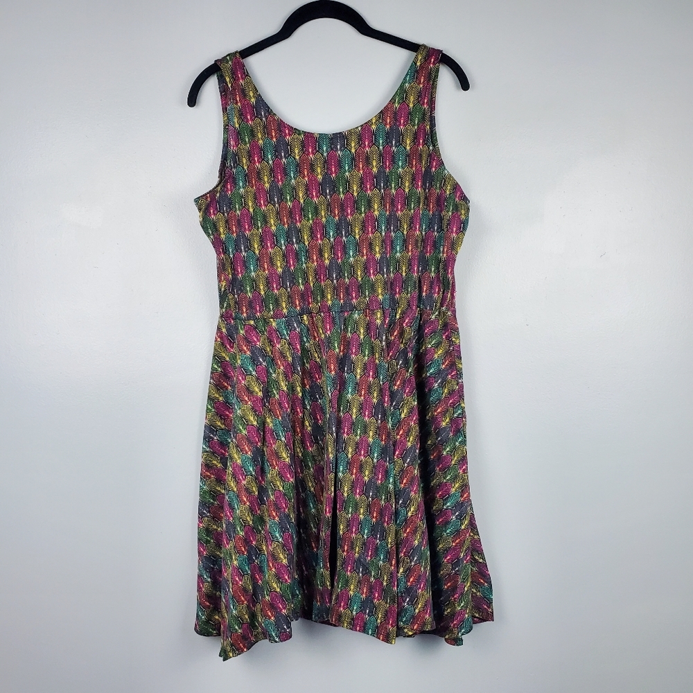 Target Xhilaration multicolored feather print dress Size XL - Picture 2 of 6